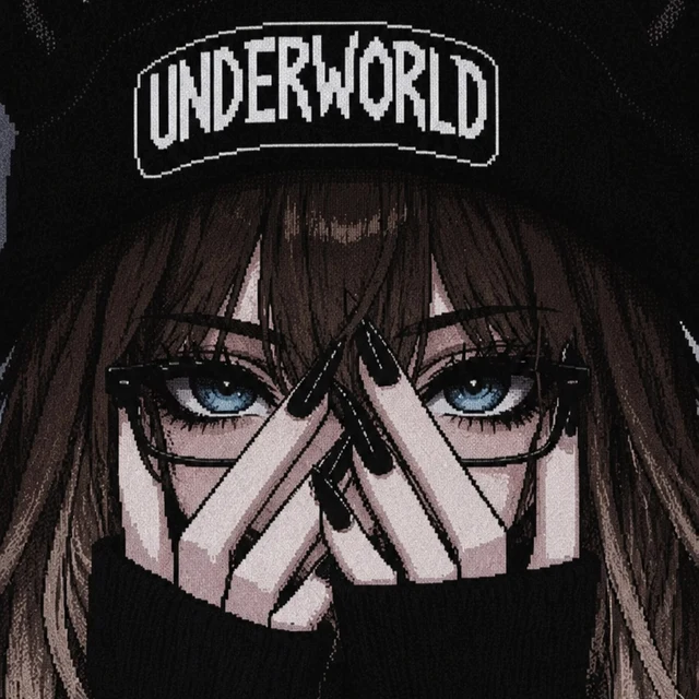 Pixel-art portrait of Sin wearing glasses and an Underworld cap